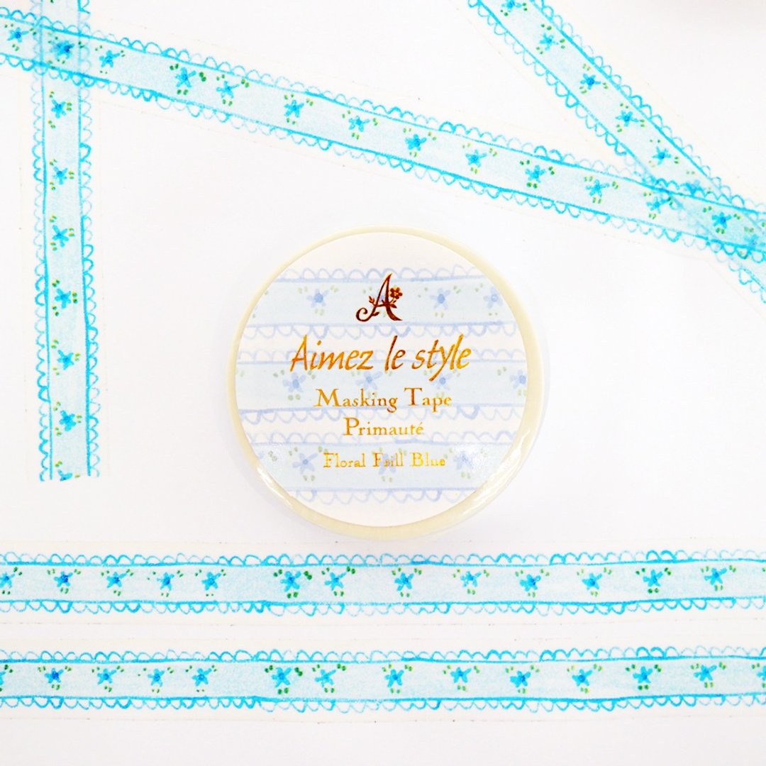 Aimez le style纸胶带-花纹饰边-粉蓝<A01443> - 纸胶带 - 纸 多色