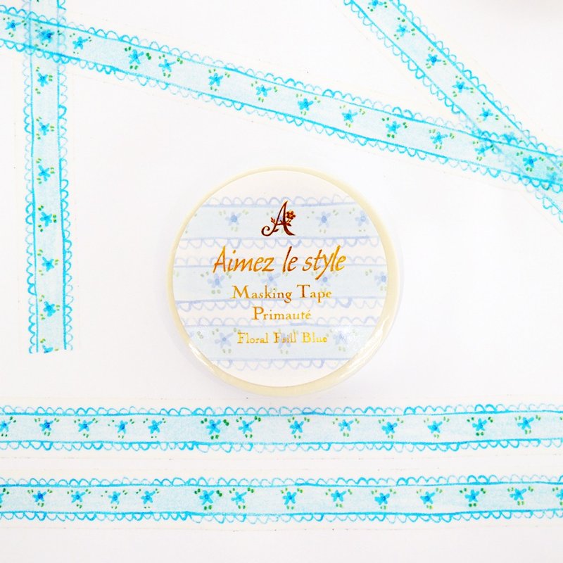 Aimez le style纸胶带-花纹饰边-粉蓝<A01443> - 纸胶带 - 纸 多色