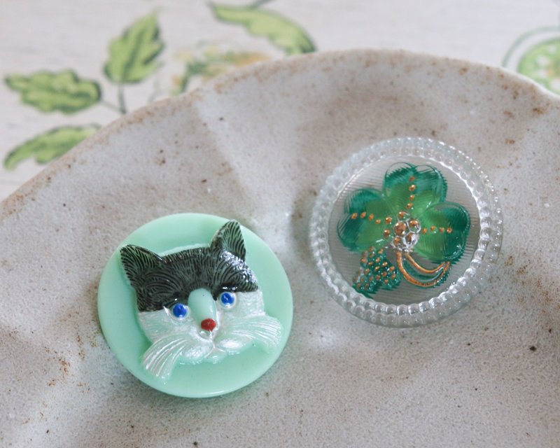 季节玻璃钮扣组•秋 ( 27mm 两入 ) - 陶艺 - 玻璃 绿色