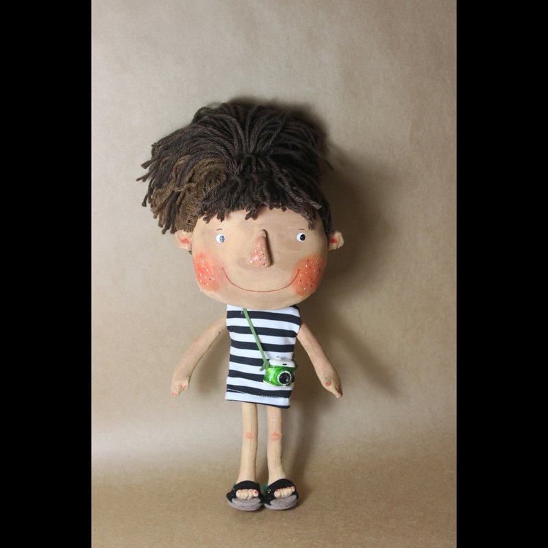 手作布偶 Handcrafted fabric doll Model No.: 2025-JF-03 - 玩偶/公仔 - 棉．麻 咖啡色