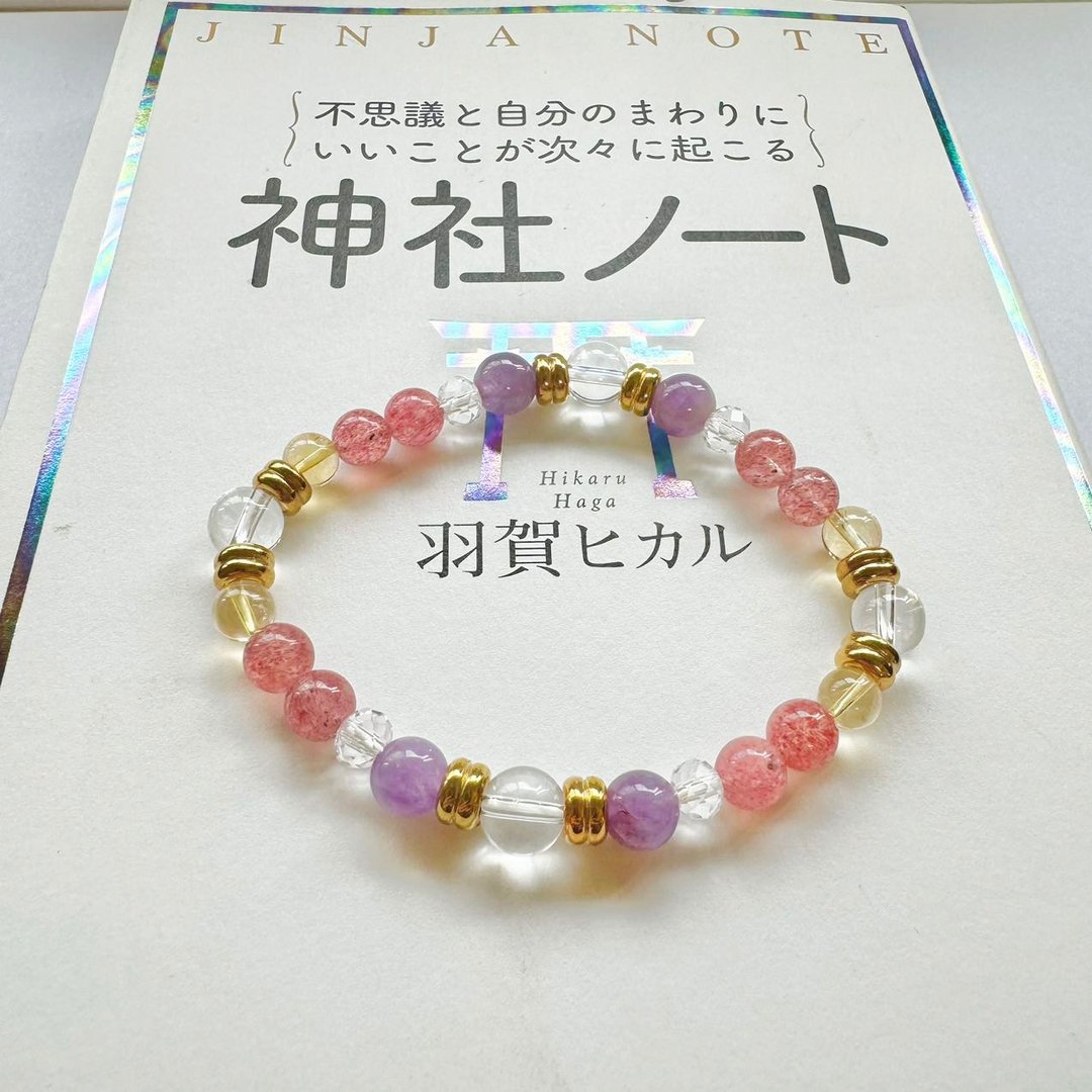 紫晶 草莓晶 白晶 黄晶 新年  天然水晶 手作 礼物 日本直邮 - 手链/手环 - 水晶 多色