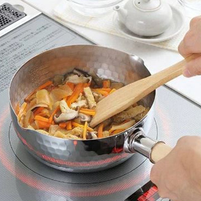 【YOSHIKAWA吉川】槌目纹不锈钢雪平锅20cm(有刻度) IH对应日本制 - 锅具/烤盘 - 其他金属 银色