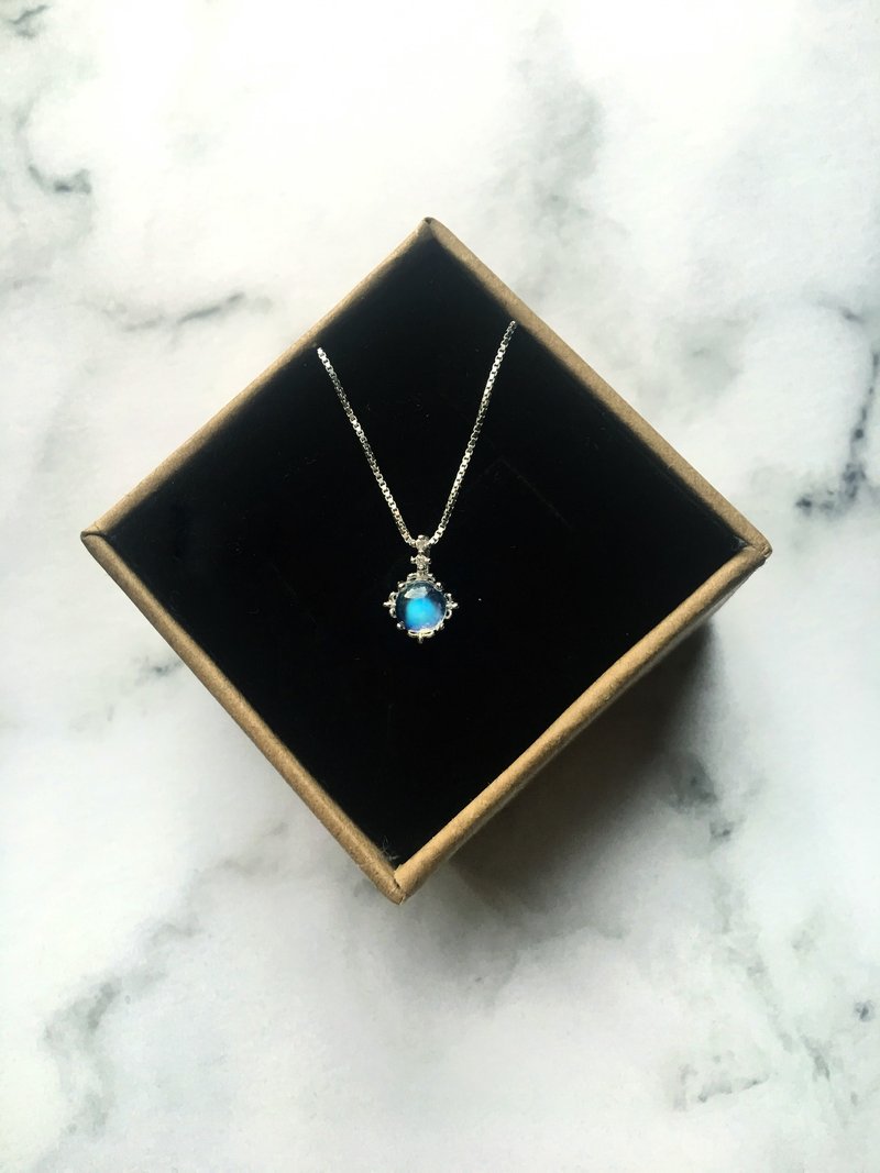 月光石925纯银爪镶简约风格项链 - 项链 - 其他材质 银色