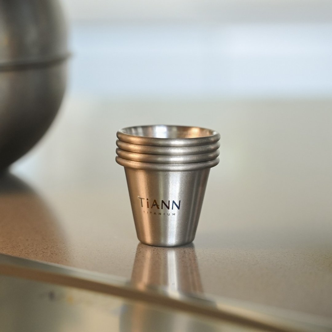 【纯钛小酒杯四入组 20ml】露营酒杯/烈酒杯/shot杯/礼物/入厝 - 酒杯/酒器 - 其他金属 银色