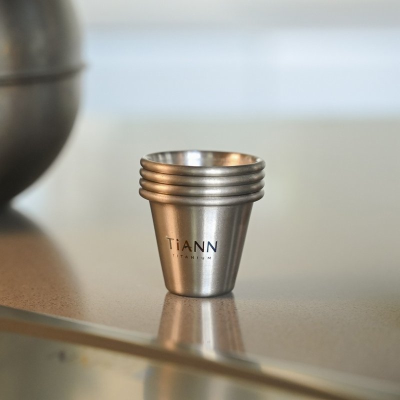 【纯钛小酒杯四入组 20ml】露营酒杯/烈酒杯/shot杯/礼物/入厝 - 酒杯/酒器 - 其他金属 银色