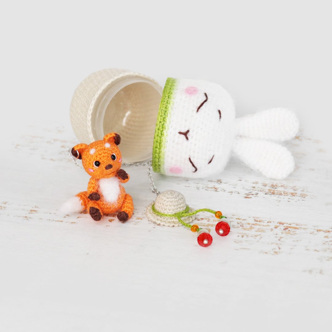 Crochet pattern Micro Fox Surprise egg bunny, PDF Digital Download, DIY mini - 手工艺教程/工具书 - 其他材质 