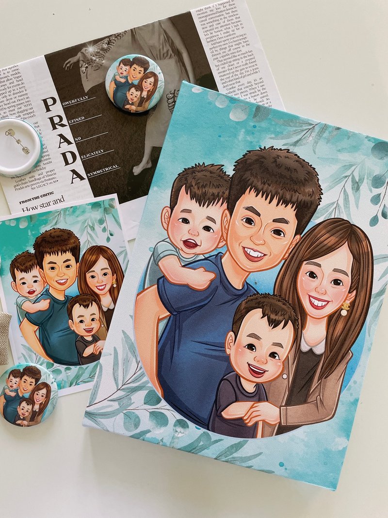 你好Q (彩色/4人)。定制化/电绘/Q版/人像宠物/画像/似颜绘 - 订制画像 - 纸 多色