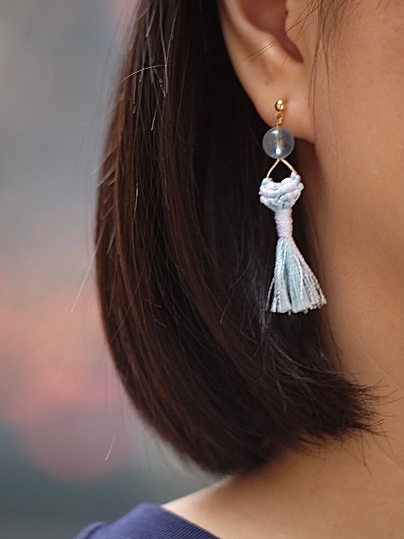 海蓝宝【Shooting Stars】系列耳环 - 耳环/耳夹 - 水晶 蓝色