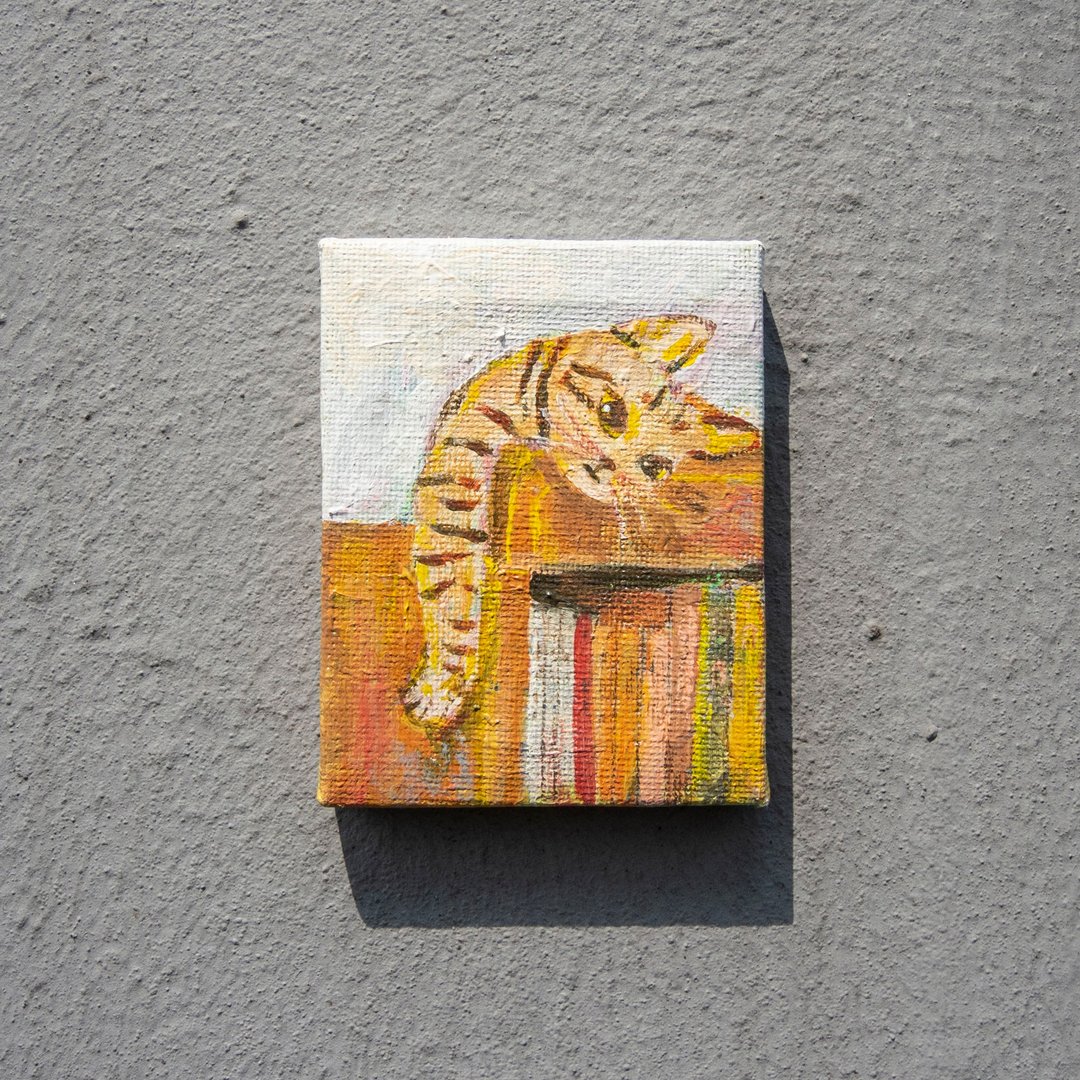 【小原画】书柜上的猫 - 海报/装饰画/版画 - 其他材质 橘色