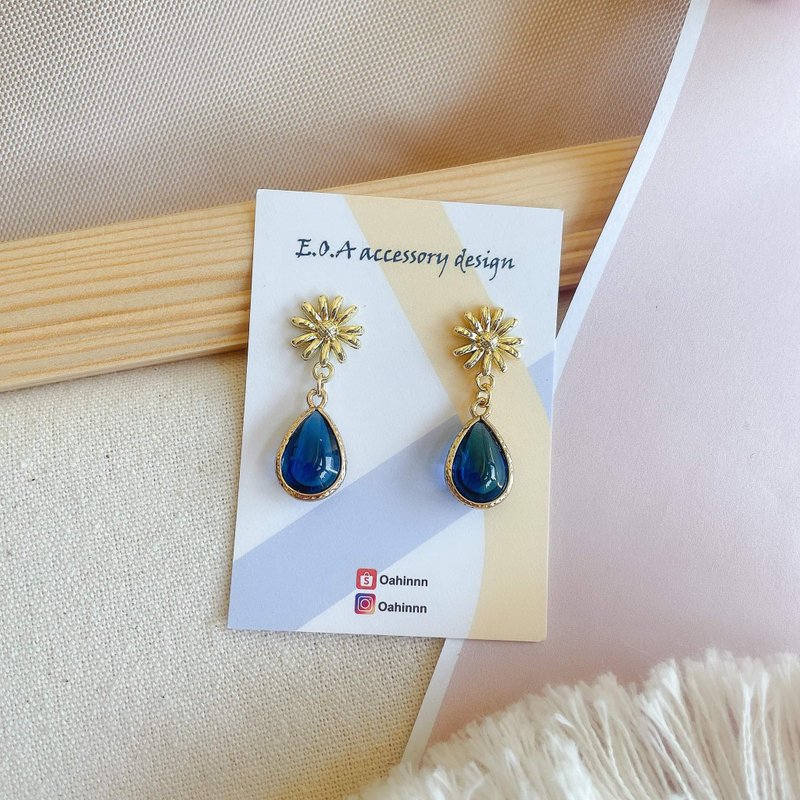 雏菊の泪 / 无痛耳夹 - 耳环/耳夹 - 其他金属 蓝色