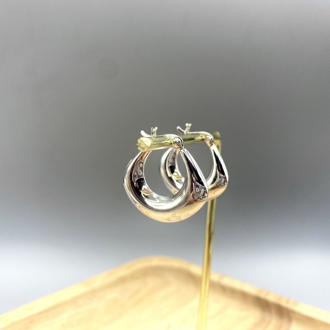 Plated Hoop Earrings, Chunky Silver Hoops, Thick Silver Hoop Earrings 925 Silver - 耳环/耳夹 - 纯银 银色