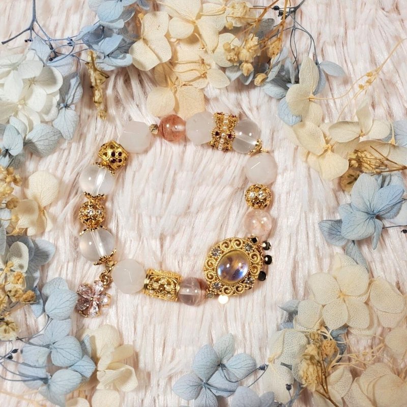 现货 红胶花 粉晶 【异域公主】锁心桃花手链 - 手链/手环 - 水晶 粉红色