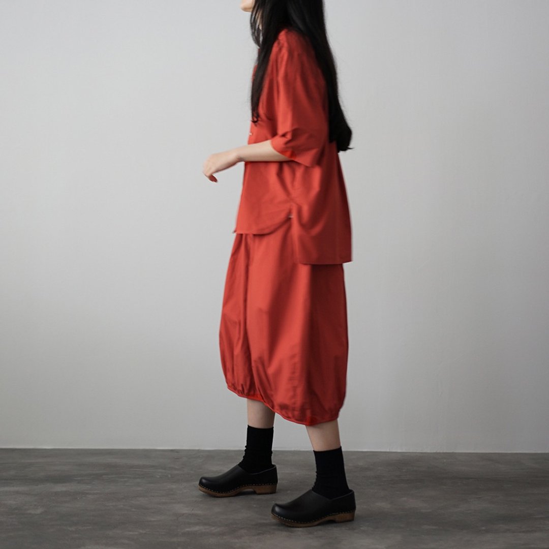 Red Bud Cotton Skirt - 裙子 - 棉．麻 红色