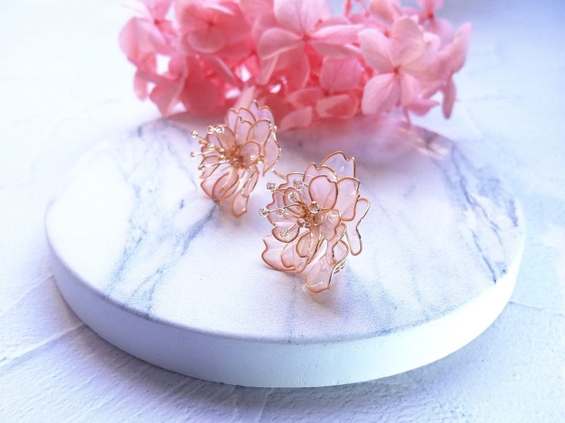 樱花服装 - 耳环/耳夹 - 树脂 粉红色