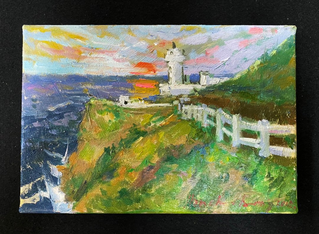 风景油画-鼻头角灯塔 - 海报/装饰画/版画 - 棉 绿色