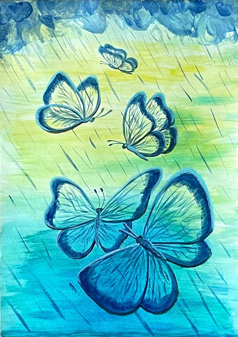 Transparent butterflies under a cheerful summer rain. - 墙贴/壁贴 - 纸 
