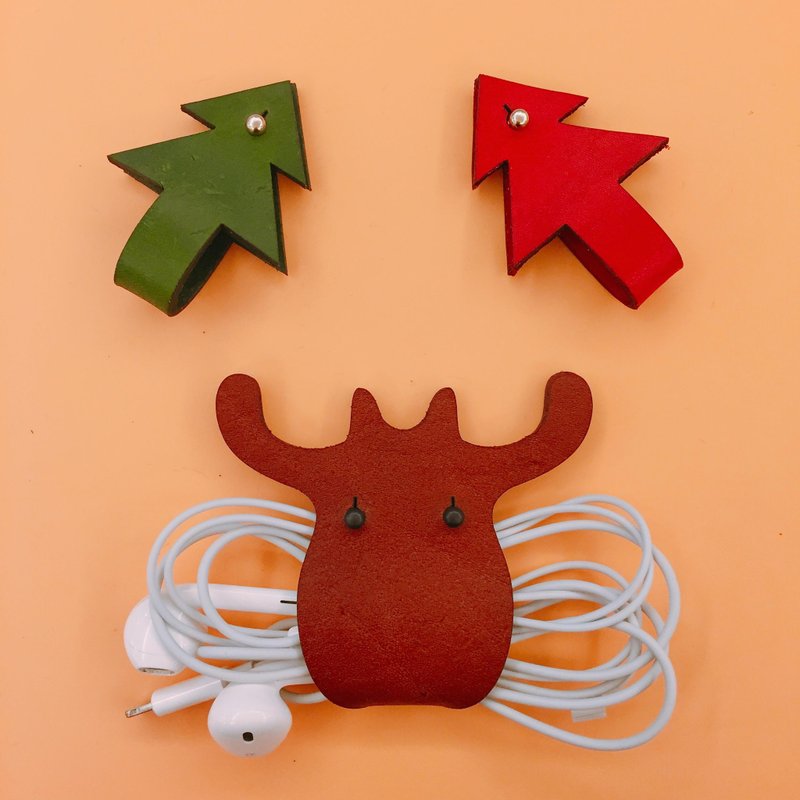 【圣诞礼盒】植鞣-真皮 麋鹿集线器 圣诞礼物 交换礼物首选 - 卷线器/电线收纳 - 真皮 咖啡色