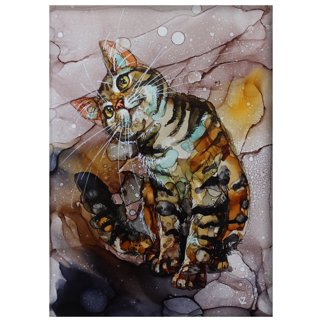 猫的肖像 原画 21*30cm - 墙贴/壁贴 - 其他材质 咖啡色