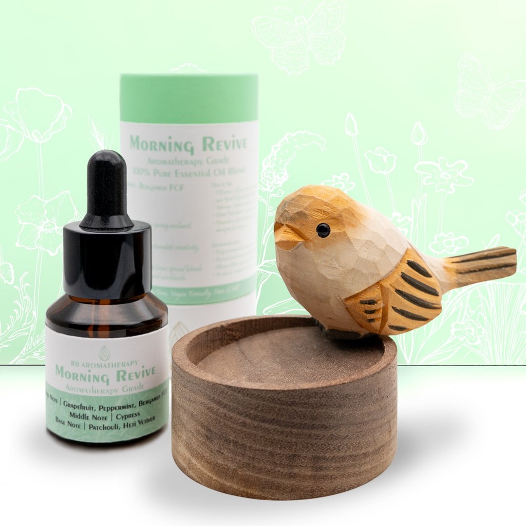 晨晓 Morning Revive 复方精油 连黑胡桃木扩香手工木雕 礼盒装 - 香薰/精油/线香 - 精油 