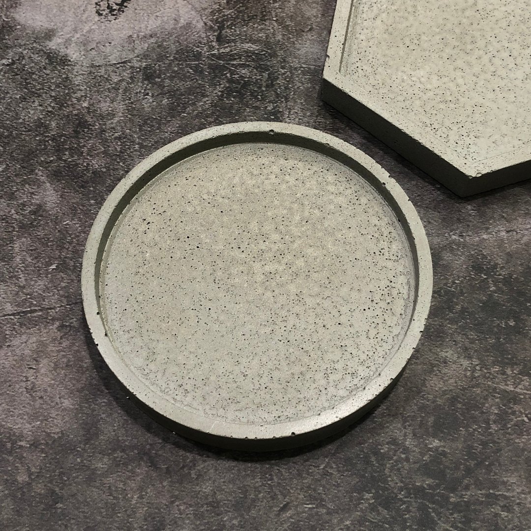 水泥制杯垫/底拖/小盘 - 收纳用品 - 水泥 灰色