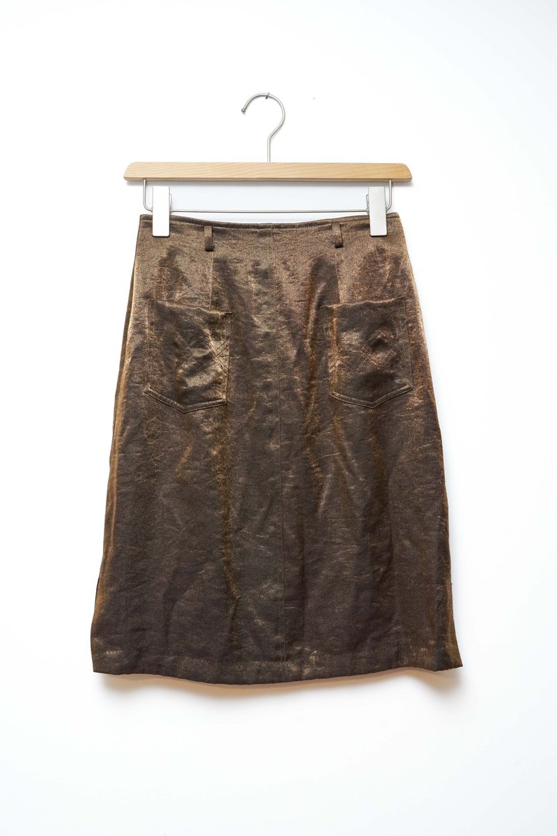 纯情百货行 古着 vintage 古着半身裙 金光泽派对半身裙 SL.0058 - 裙子 - 聚酯纤维 金色