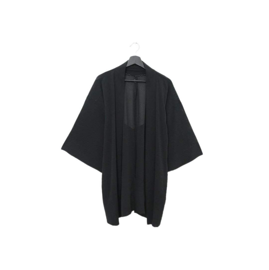 Back to Green-日本透肤羽织 背后白色花印 tf-11/vintage kimono - 女装休闲/机能外套 - 丝．绢 