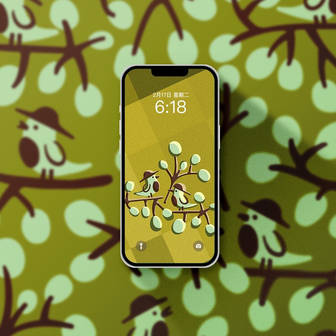 飨宴 可爱小鸟植物果实手机壁纸 电子档 - 电脑手机桌布/贴图/App 图示 - 其他材质 