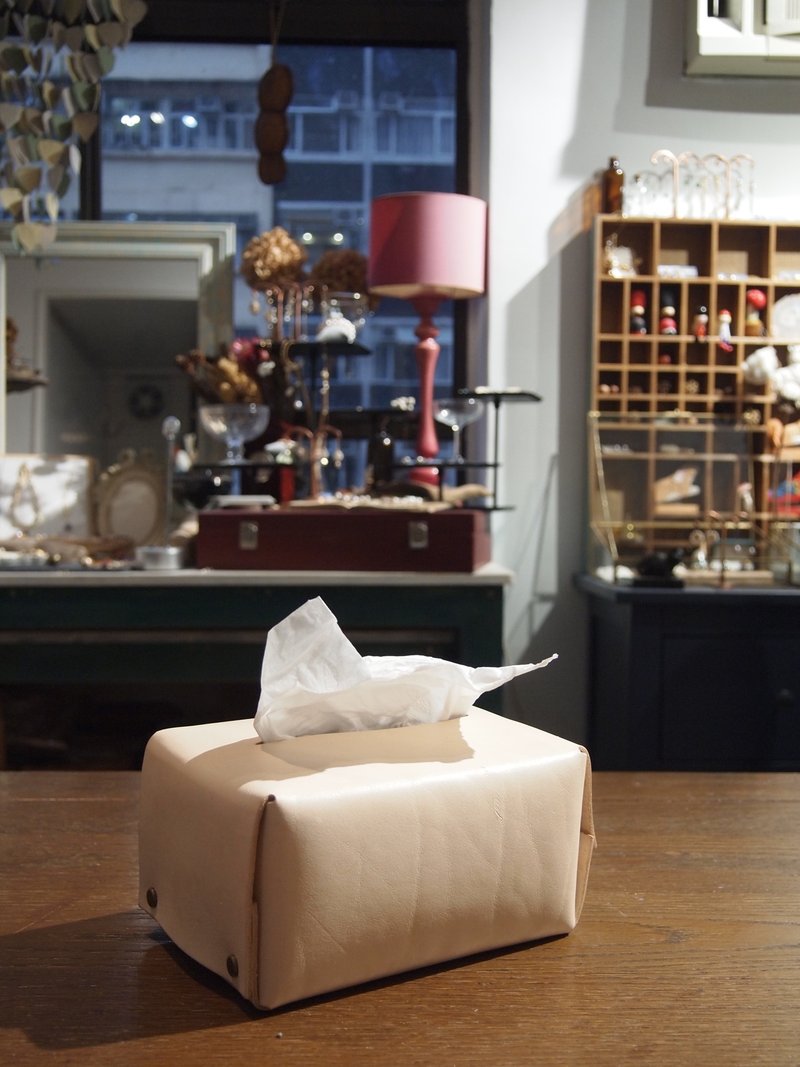 手工皮革纸巾盒 Handmade Leather Tissue Box - 纸巾盒 - 真皮 白色