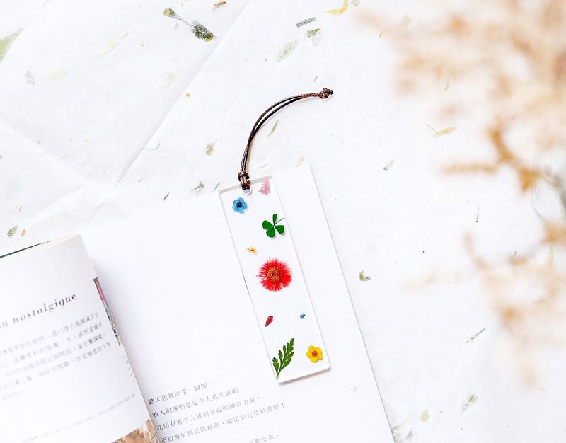 文青系 壓花 書籤 Pressed Flowers Bookmark - 书签 - 植物．花 多色