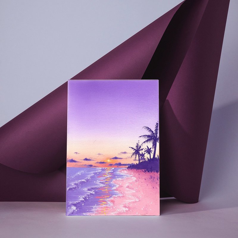 【体验】台中油画体验课程/追逐日落的晚霞/台中画室 - 插画/绘画/写字 - 棉．麻 