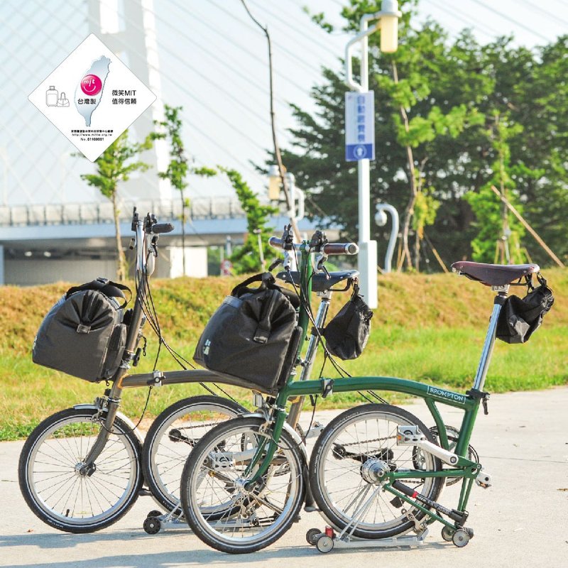 Brompton尼龙前车袋 含MIT铝合金专用架 - 手提包/手提袋 - 尼龙 黑色