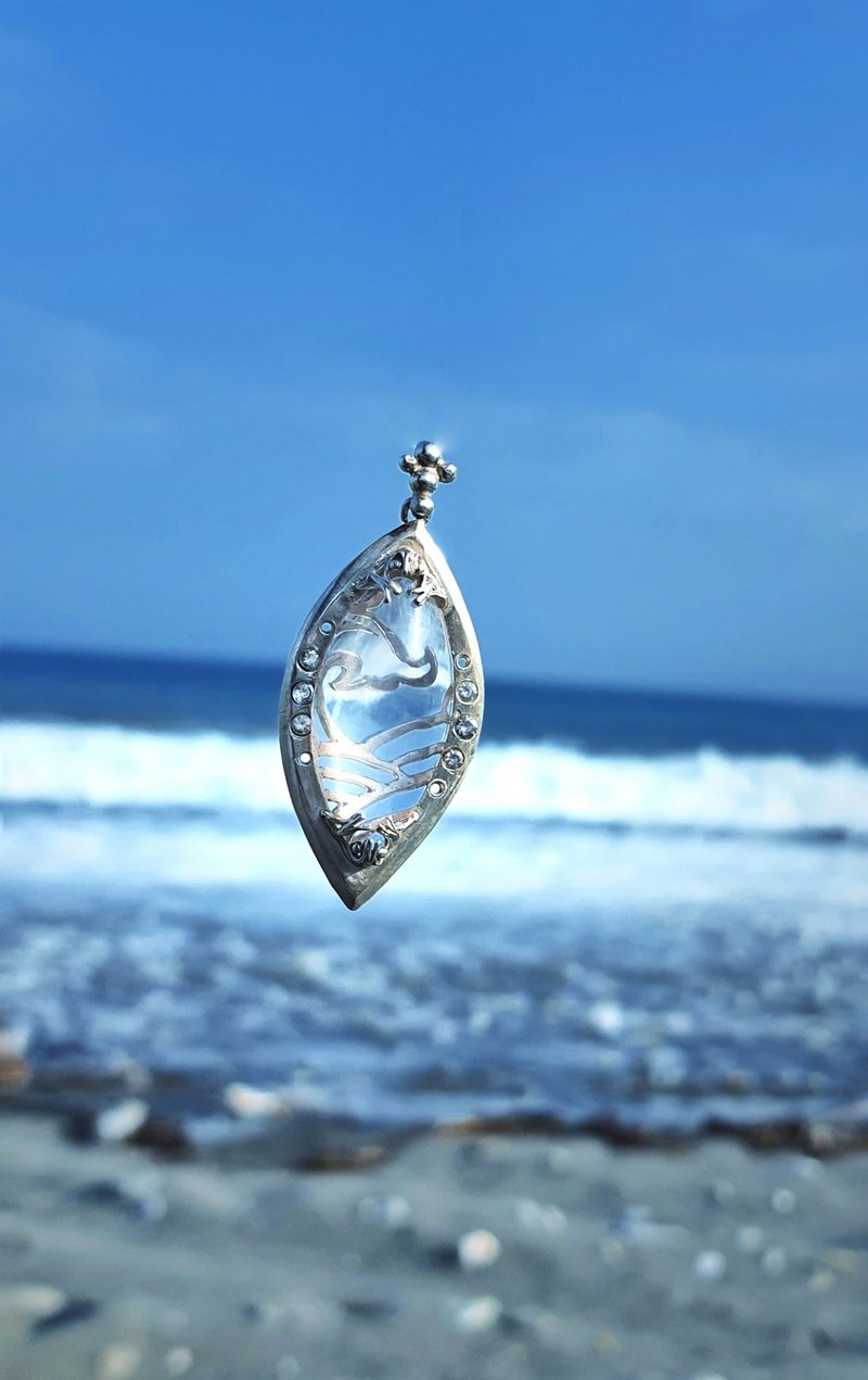 浮世潮  坠饰/白水晶纯银手工坠饰 - 项链 - 纯银 透明