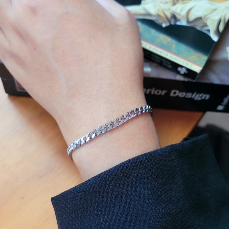 自信。4mm白钢手链  中性手链 古巴手链 - 手链/手环 - 不锈钢 银色