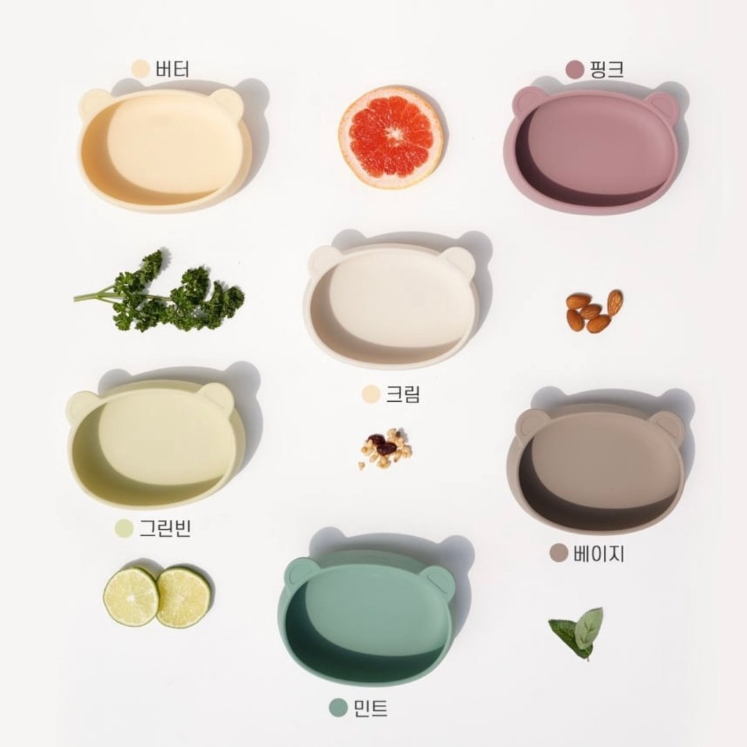MODU'I 铂金硅胶小熊餐盘 - 儿童餐具/餐盘 - 硅胶 多色