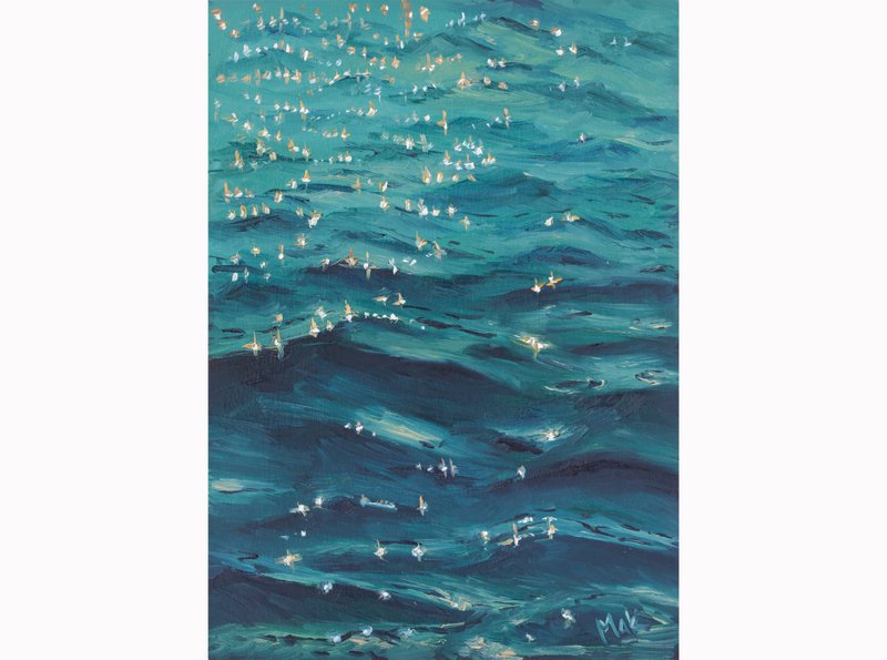Wave Ocean Oil Painting Laguna Beach Original Art Seascape Painting 7x10'' - 海报/装饰画/版画 - 其他材质 蓝色