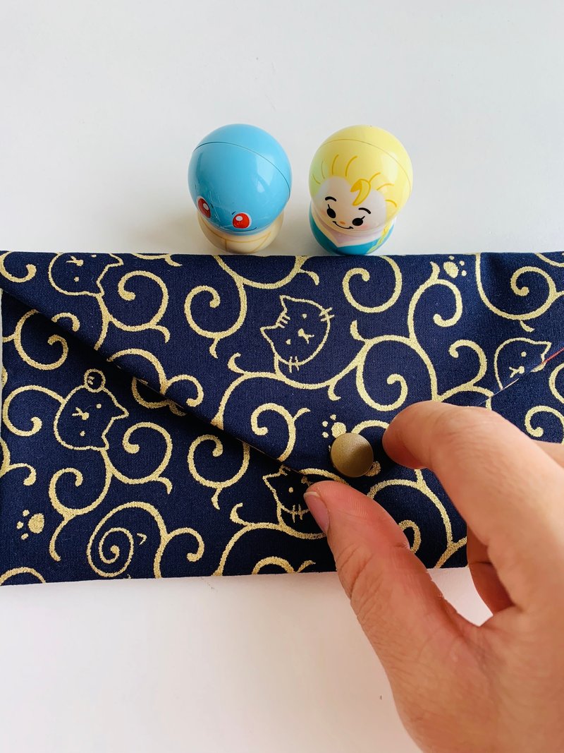 猫猫小猪喜洋羊红包袋 气质蓝 存折袋 笔袋 - 皮夹/钱包 - 棉．麻 蓝色