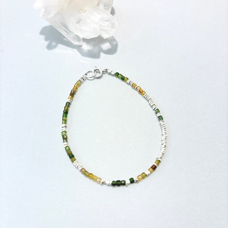 Ops Tourmaline Gemstone Silver-碧玺/纯银/手链/限定/方糖/手链 - 手链/手环 - 宝石 多色