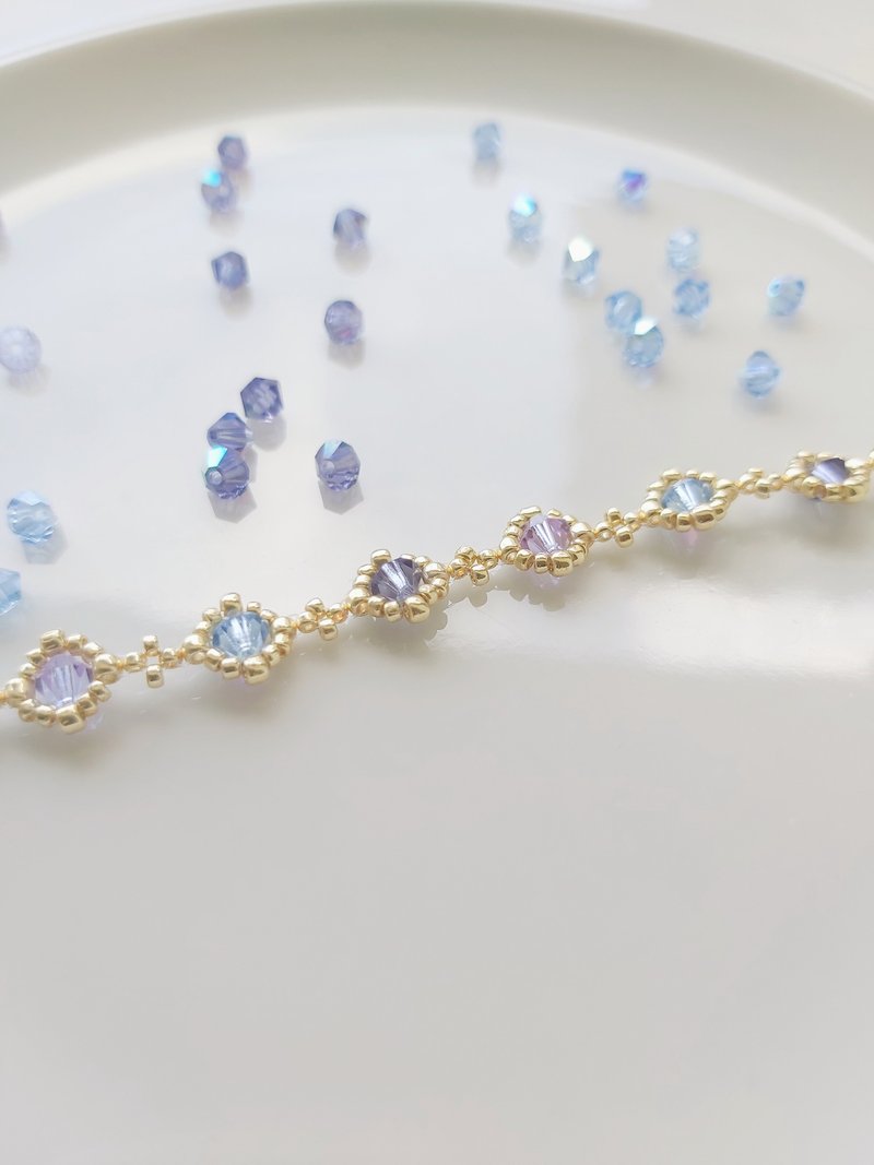 莱若娜的菱格裙 施华洛世奇水晶串珠手链 定制配色 - 手链/手环 - 水晶 紫色