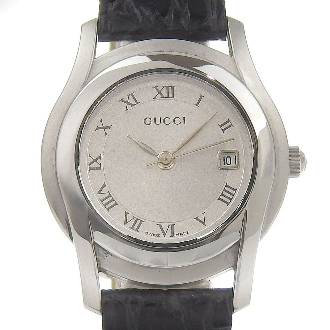 [日本直邮] 古驰 (GUCCI) 手表 5500L SS x 压花皮革石英模拟显示银表盘女士腕表 [二手] - 女表 - 不锈钢 银色
