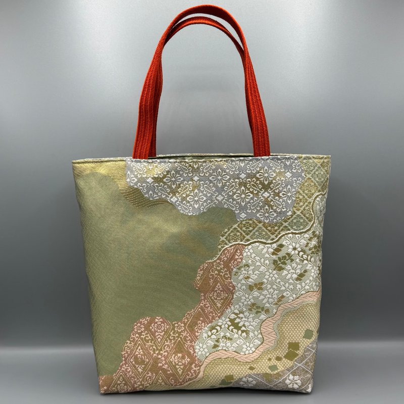 和服 腰带 腰带绳 手工 托特包 改造 绿色 金色 粉色 - 手提包/手提袋 - 丝．绢 绿色