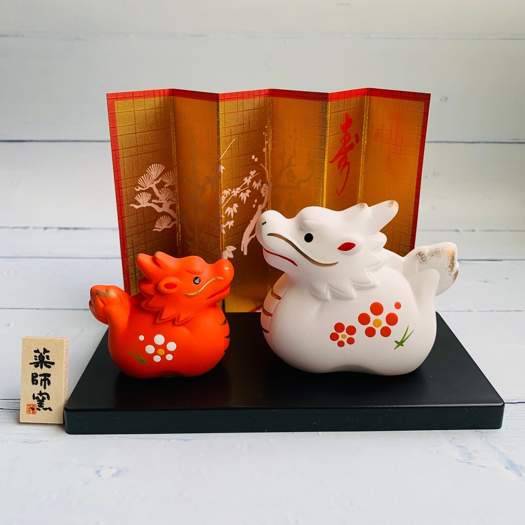 锦彩招福龙-红白-小-龙年吉祥物 - 玩偶/公仔 - 陶 