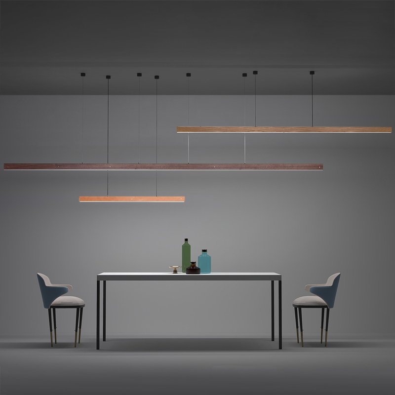 工程定制3米加长 家装定制 实木LED长条吊灯工业风办公室吧台轻奢 - 灯具/灯饰 - 木头 