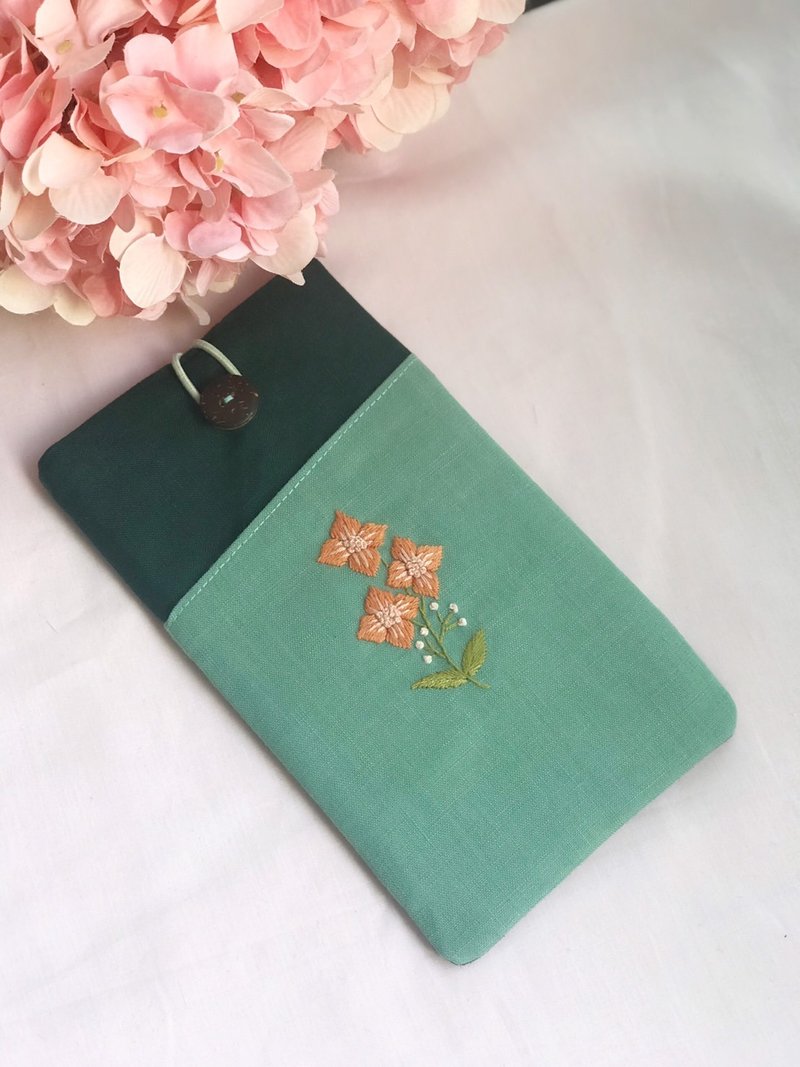手工刺绣亚麻手机套 - 其他 - 棉．麻 