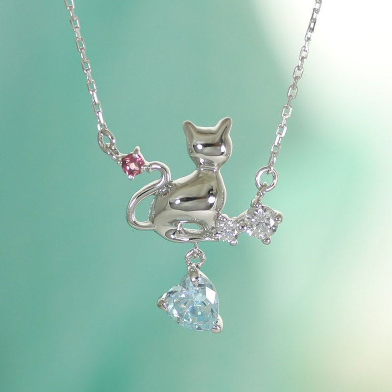 DeVarier yg802-pin October Birthday Gift Pink Tourmaline Birthstone Natural Stone Swaying Necklace Ladies Allergy Free With Silver Wrapping - 项链 - 纯银 银色