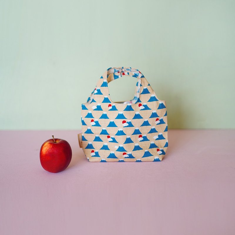 完售 | 早餐收纳袋S.富士山奶茶.日本花布.环保.情人节礼物 - 手提包/手提袋 - 棉．麻 卡其色