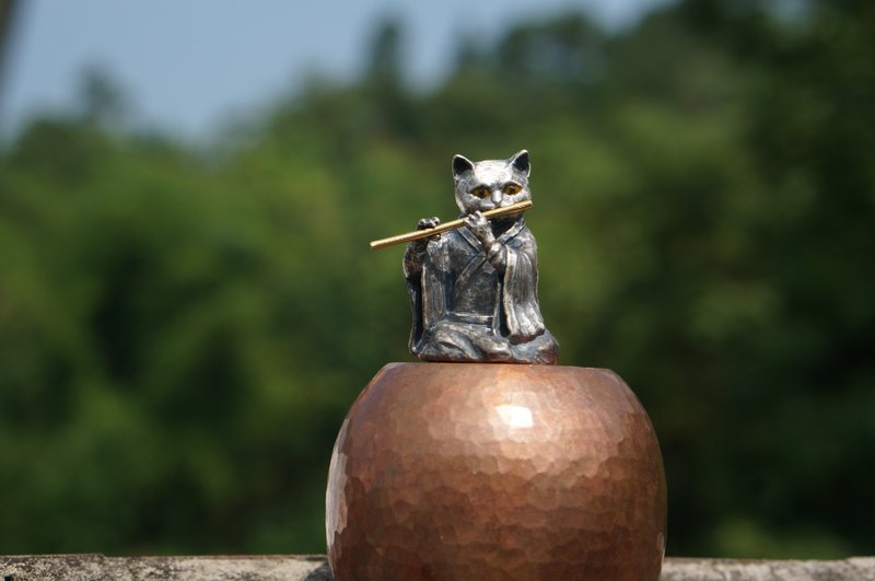 手工纯银猫茶宠工艺品文玩摆件 - 摆饰 - 其他金属 银色