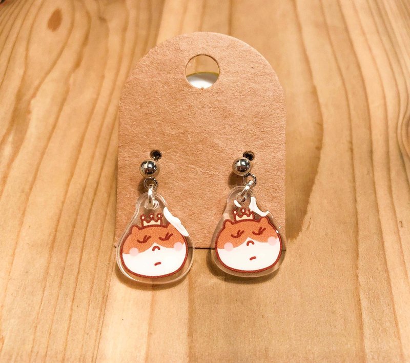 喵公主の抗敏耳针 / 耳环耳夹 纯手作 Cats Earring Meow! - 耳环/耳夹 - 防水材质 黄色