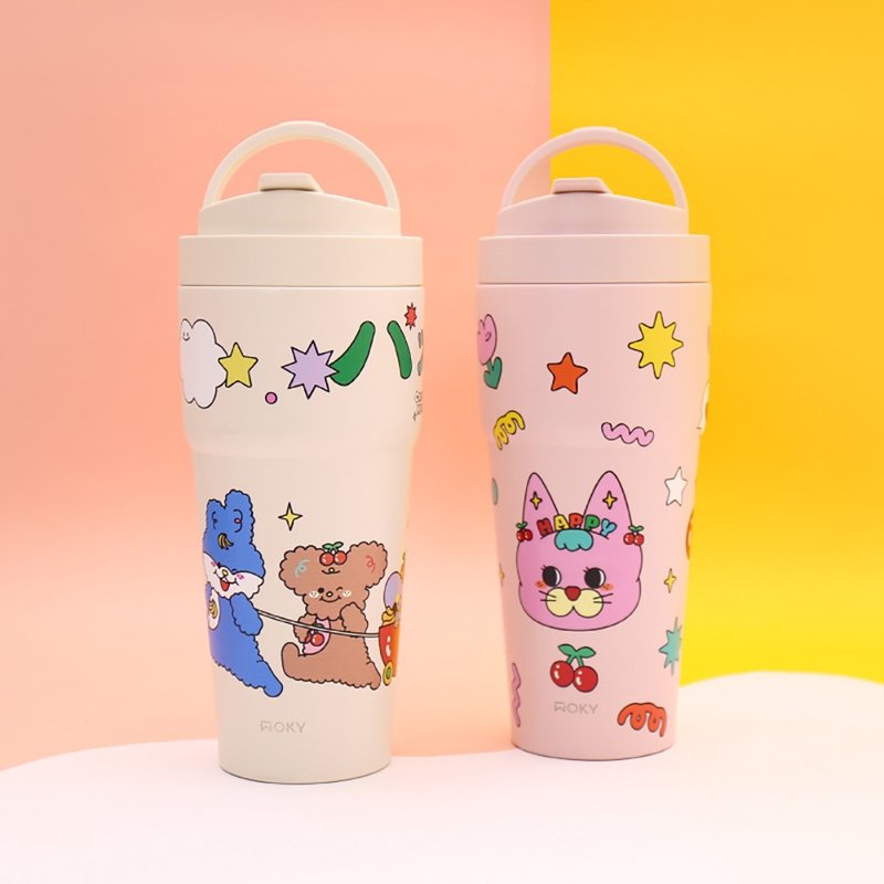 【WOKY沃厨 X Carol Meat】浑圆杯 双层陶瓷750ml-附硅胶粗吸管 - 保温瓶/保温杯 - 不锈钢 