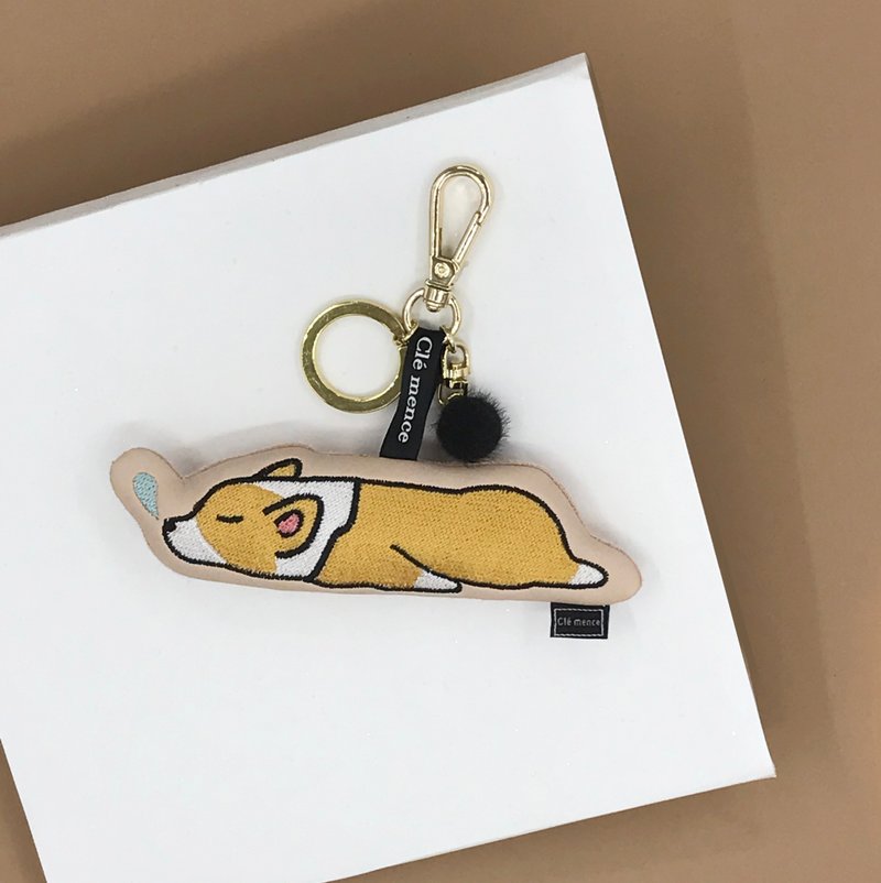 柯基犬 刺绣吊饰 钥匙圈  手机屏幕擦拭 - 钥匙链/钥匙包 - 聚酯纤维 橘色
