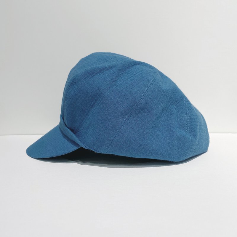 JOJA / 报童 / 薄泡泡绵纱 / 湖水蓝 - 帽子 - 棉．麻 蓝色